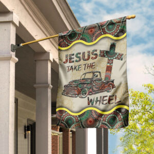 Jesus Take The Wheel Vintage Mandala Flag
