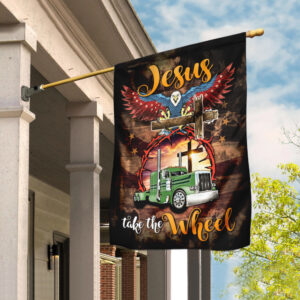Trucker, Jesus Take The Wheel Flag