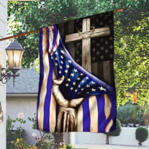 The Thin Blue Line Christian Cross. American U.S. Flag 3-Day Shipping