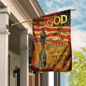 Firefighter - It Is God Who Arms Me With Strength And Keeps My Way Secure Flag