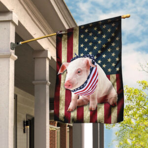 Pig Wearing Bandana American Flag
