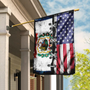 West Virginia State With American Flag
