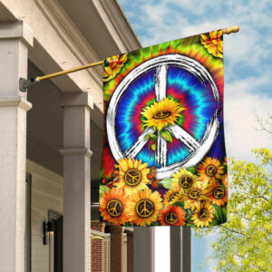 Hippie Tie Dye Sunflower Flag