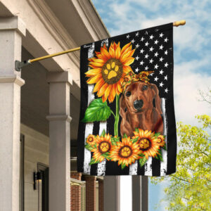 Dachshund Sunflower American Flag