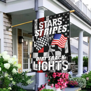 Stars, Stripes And Dirt Track Lights Flag