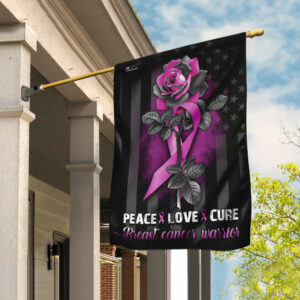 Breast Cancer Awareness American Flag Flagwix™ Peace, Love, Cure Flag