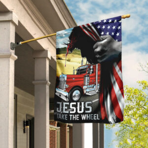 Jesus Take The Wheel Truck Driver Flag