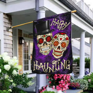 Sugar Skull Couple Flagwix™ Happy Haunting Sugar Skull Halloween Flag