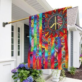 Hippie Sunflower. Peace Sign Flag