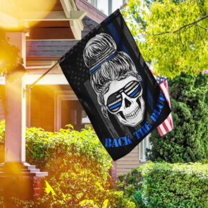 Back The Blue Skull Lady Flag