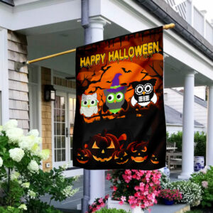 Happy Halloween Owls Flag