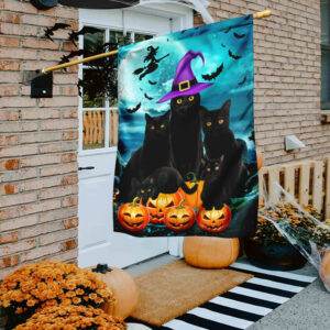 Black Cat Flag Flagwix™ Black Cats With Pumpkins Halloween Flag