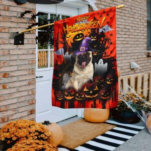 Pug Happy Halloween Flag