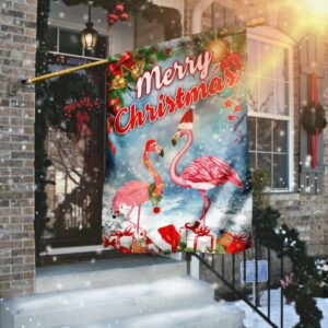 Merry Christmas Flamingo Flag