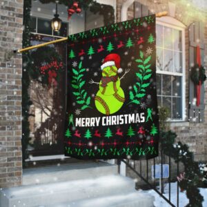 Softball Snowman Merry Christmas Flag