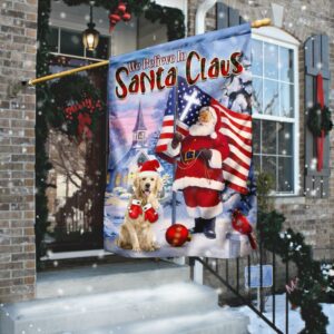 Christmas Golden Retriever. We Believe In Santa Flag