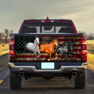 American Horses Running Truck Tailgate Decal Sticker Wrap