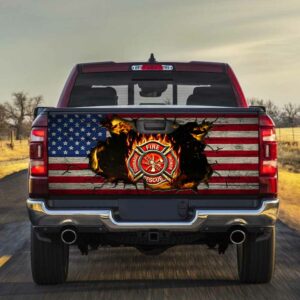 Firefighter American Truck Tailgate Decal Sticker Wrap