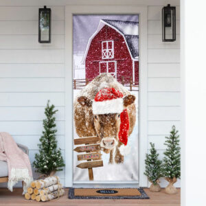 Cow Barn Merry Christmas Door Cover