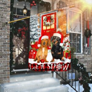 Let It Snow Dachshund Flag Flagwix™ Merry Christmas With Dachshund Flag