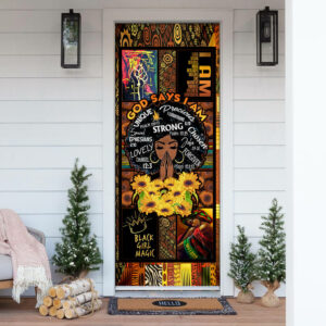 God Says I Am Black Woman Door Cover