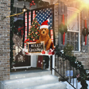 Merry Christmas Goldendoodle Flag