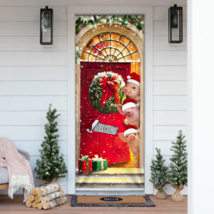 Farmhouse Pig Christmas Door Cover