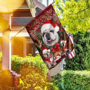 Christmas Bulldog Flag Flagwix™ Merry Christmas Bulldog Decorative Flag