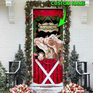 Personalized Cattle Christmas You & Me We Got This Door Cover