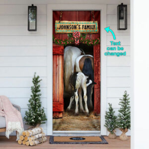 Personalized Funny Family Horse Door Cover