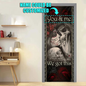 Personalized Skull Couple Door Cover
