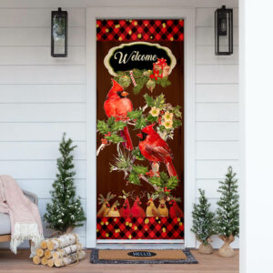 Welcome Home Cardinal Christmas Door Cover