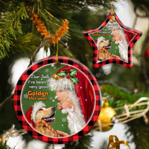 Dear Santa, I've Been A Very Good Golden This Year Ceramic Ornament