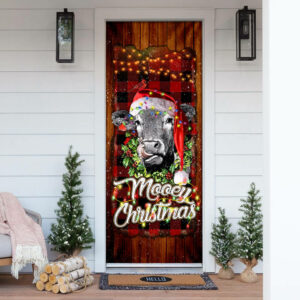 Mooey Christmas Angus Cow Door Cover