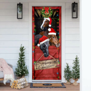 Horse. Merry Christmas Door Cover