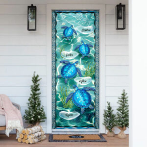 Personalized Cool Family Turtle Door Cover