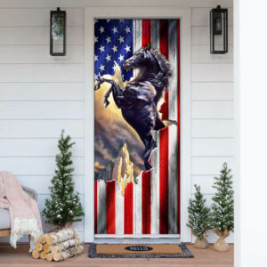 Patriotic Horse American Door Cover