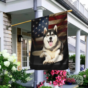 Siberian Husky American Flag
