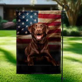 Chocolate Labrador American Flag