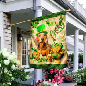 Yellow Dachshund  St. Patrick's Day Flag