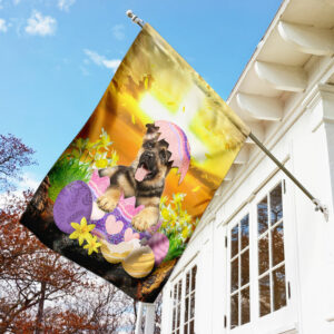 Puppy German Shepherd Is Ready For Easter Flag