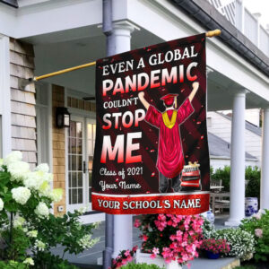 Personalized Graduation Garden Flag Flagwix™ Even A Global Pandemic Couldn’t Stop Me. Class Of 2021 Male Flag. Red Ver