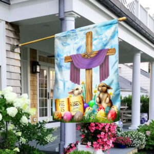 Happy Easter He Is Risen Flag