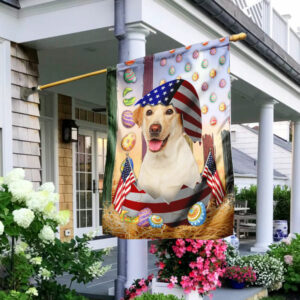 Happy Easter Yellow Labrador American Flag