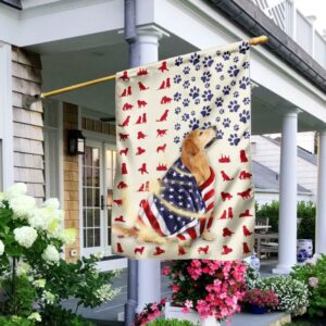 Golden Retriever Dog American Flag