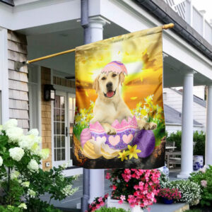 Yellow Labrador Retriever Is Ready For Easter Flag