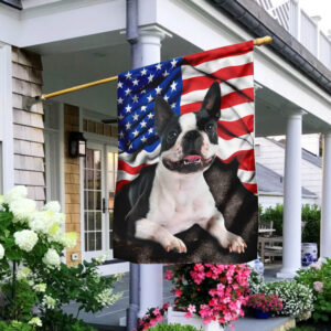 Boston Terrier. American Patriot Flag