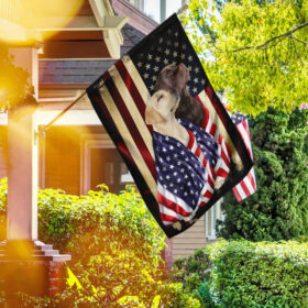 Chocolate And Yellow Labrador Retrievers American Patriot Flag