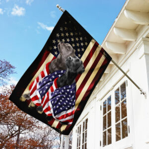 Black And Silver Labrador Retriever American Patriot Flag