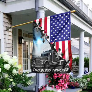 God Bless Trucker American U.S. Flag